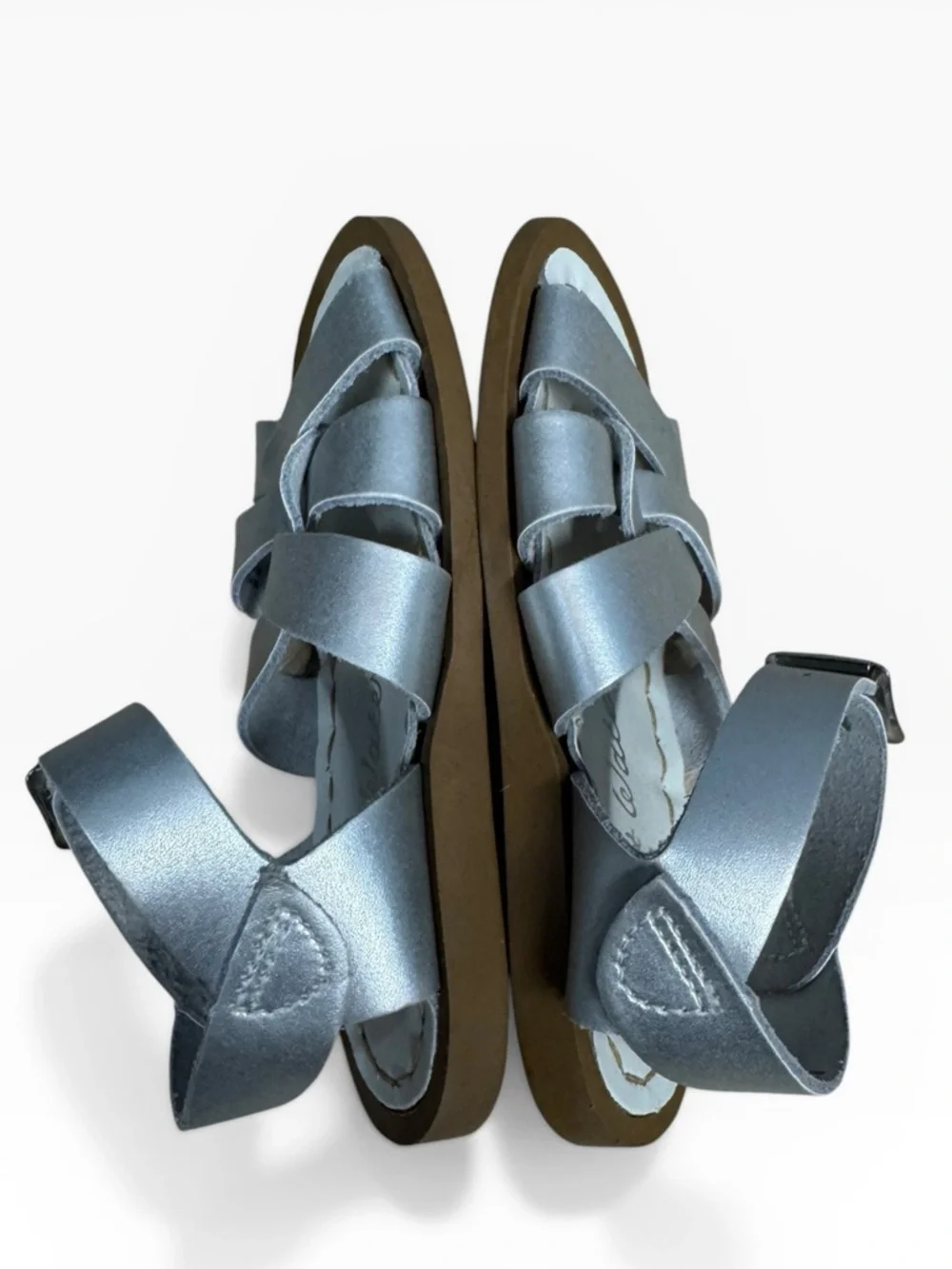 Salt Water Sandals Original Silver Leather Waterproof Buckle Sandals Toddler 6